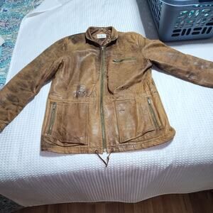 ADAM SPENCER GUC MENS SZ 44 DISTRESSED LEATHER MOTO JACKET